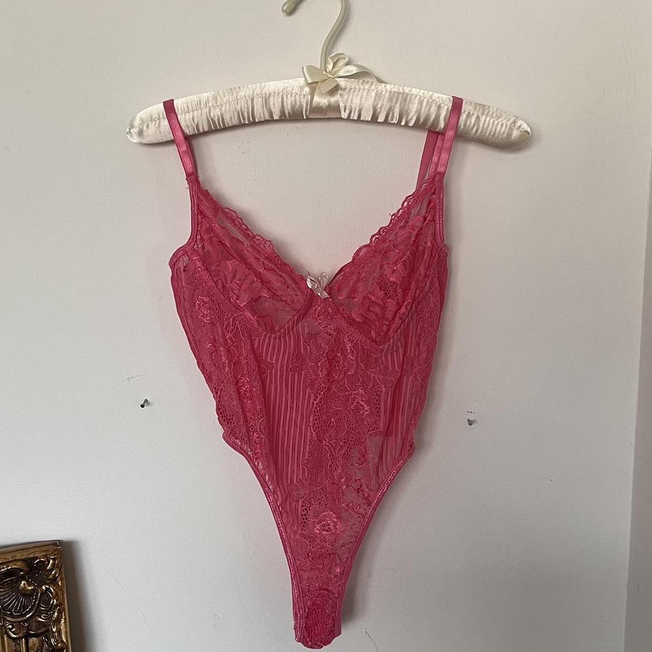 Selling this beautiful bright pink lace detailed... - Depop