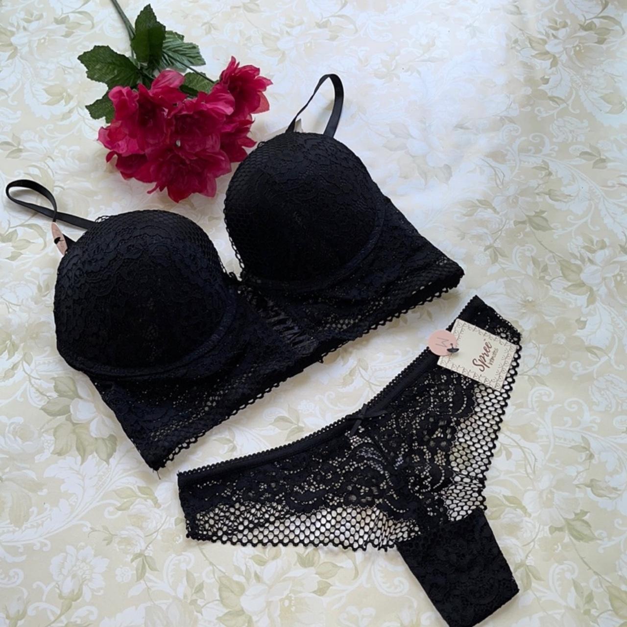 SPREE Intimates Luxe Lace Long Line Push Up Set Bra - Depop