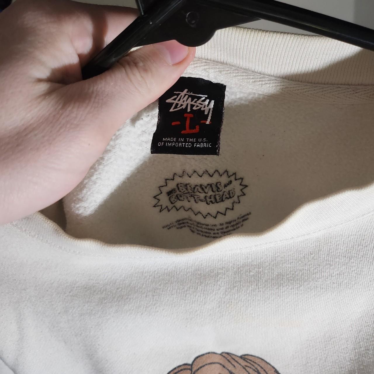 White Beavis and Butthead Stüssy Large Crew | Depop