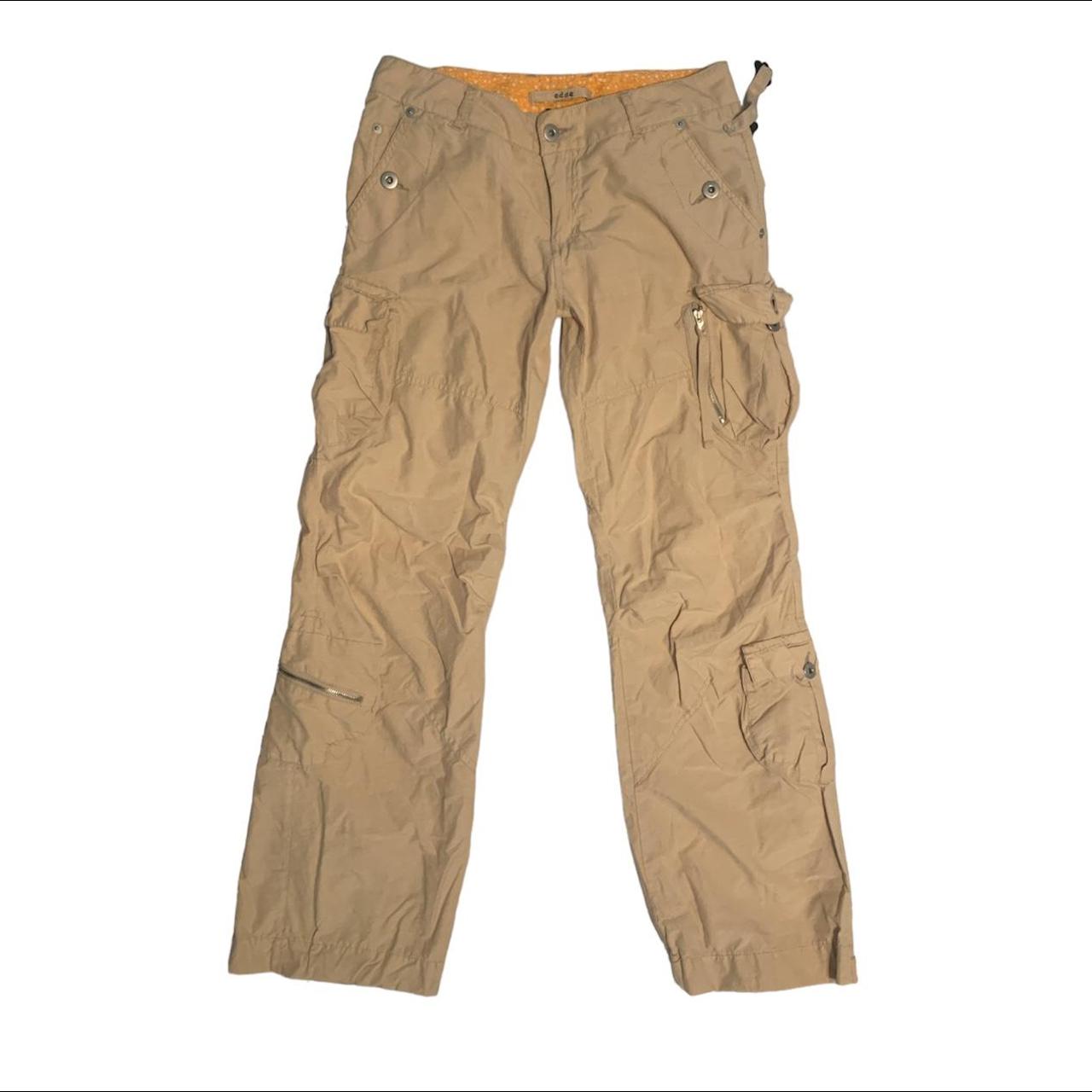 (Repop) low rise tan cream cargo pants Labeled a... - Depop