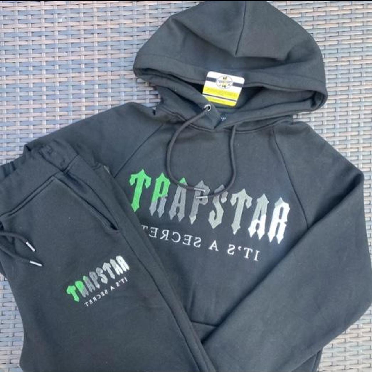 Trapstar Men's Black and Green Hoodie | Depop