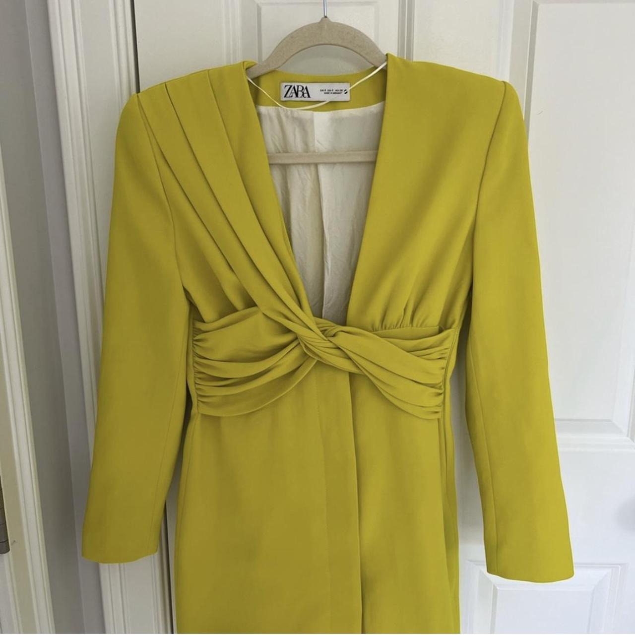 Zara long sleeve Blazer Dress Chartreuse/ Lime! Depop