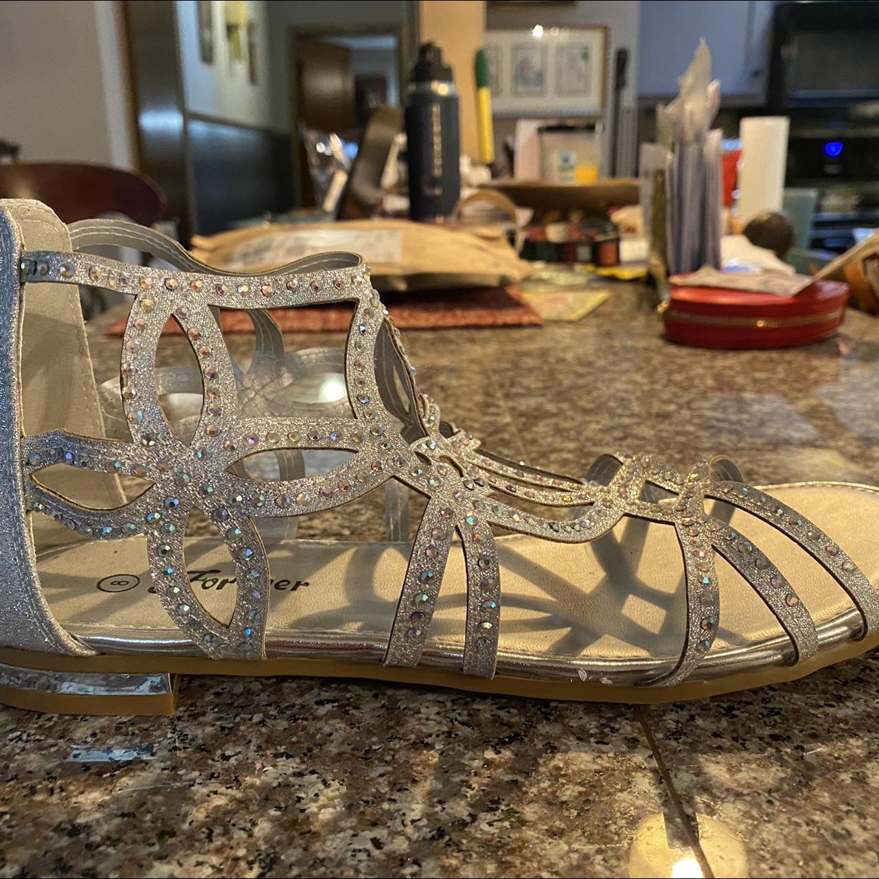 Silver gladiator sale flat sandals