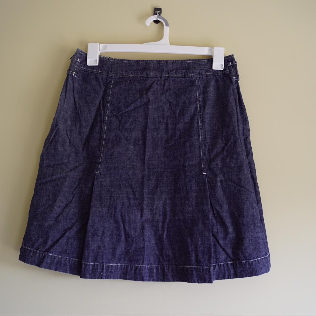 J. Jill Denim Pleated Skirt with iridescent Buttons... - Depop