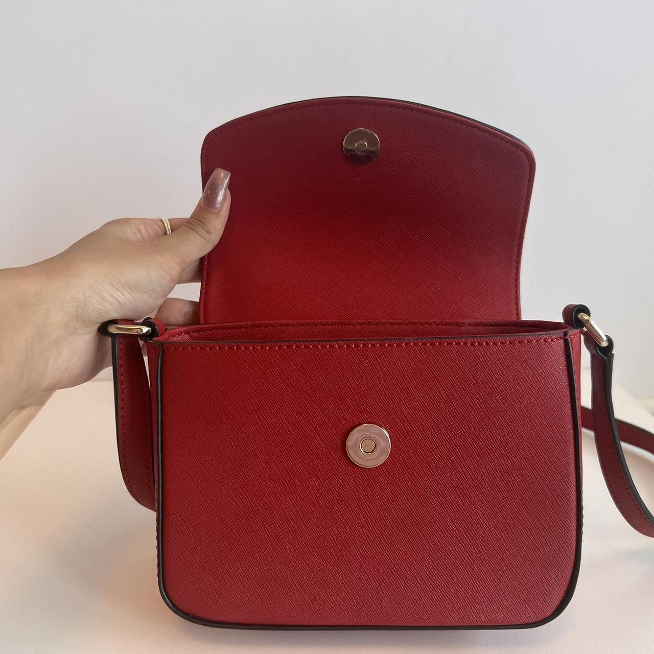 DKNY Red Leather Satchel Handbag - Walmart.com