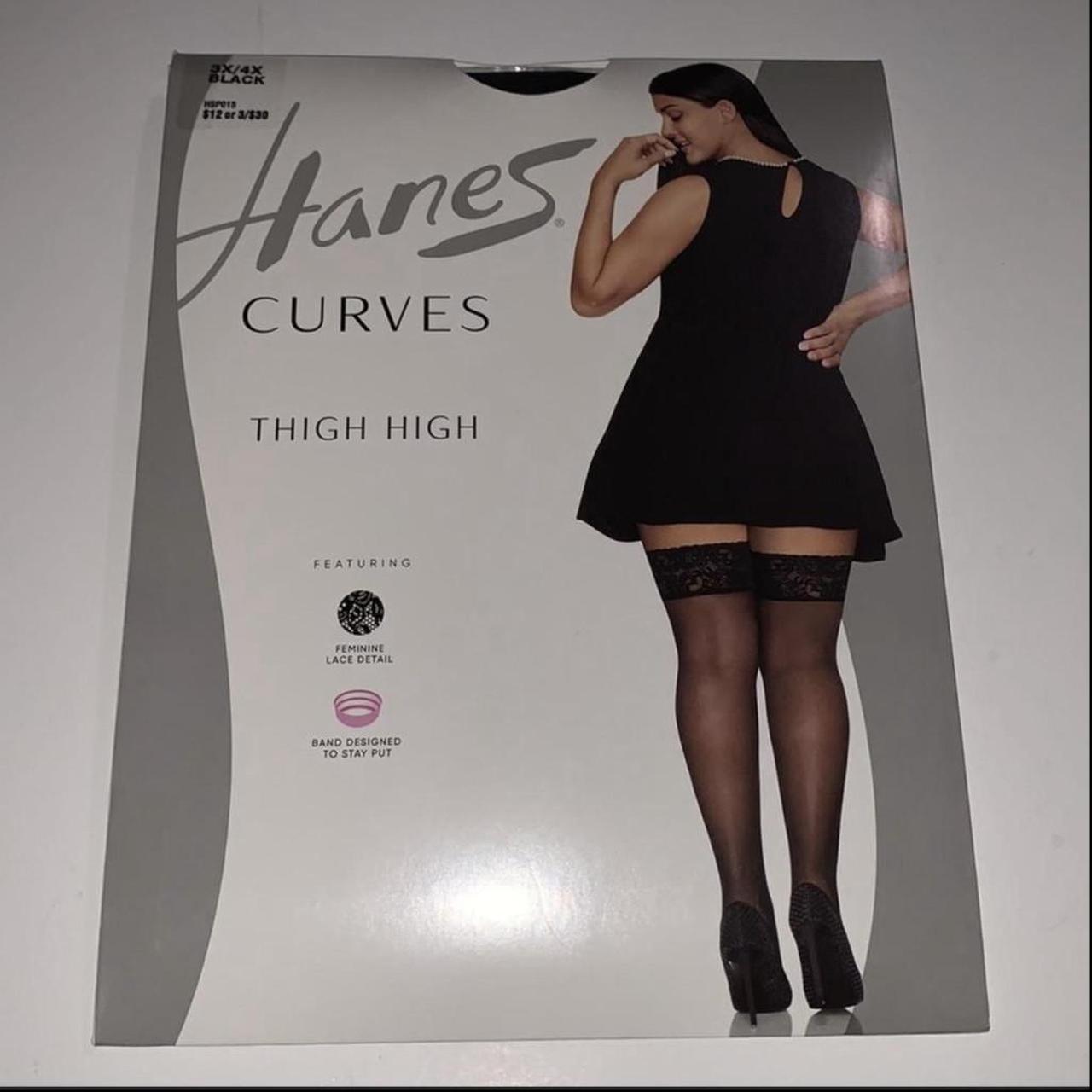 Hanes Plus Size Lace-Band Thigh Highs Size 3X/4x A - Depop