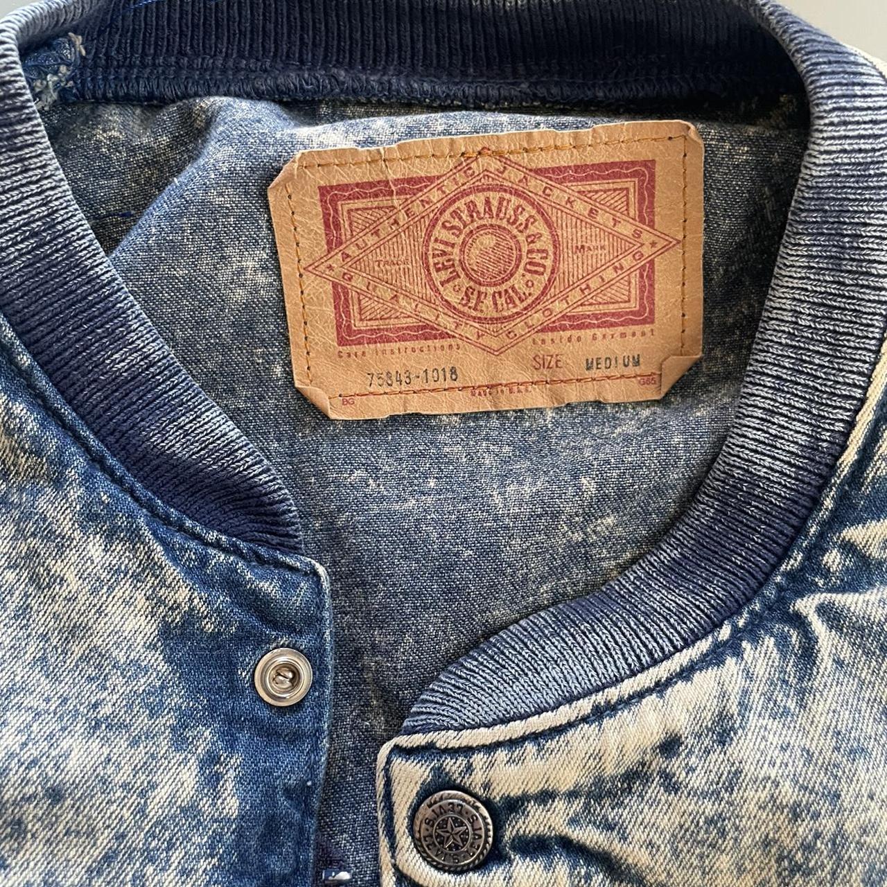 Vintage 80s Levis acid wash denim bomber jacket.