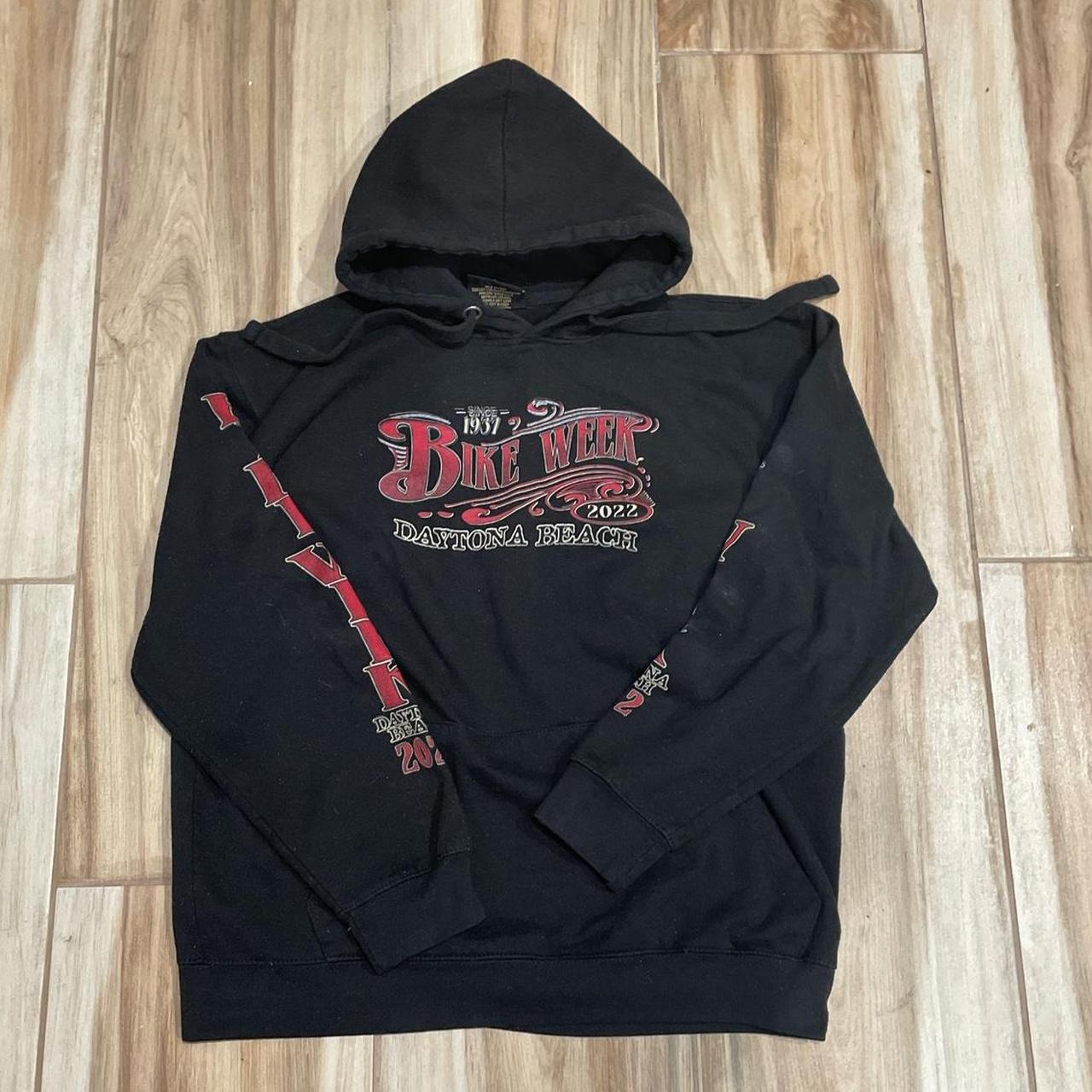 Daytona Beach Biker Hoodie Clean Sleeve/Back... - Depop