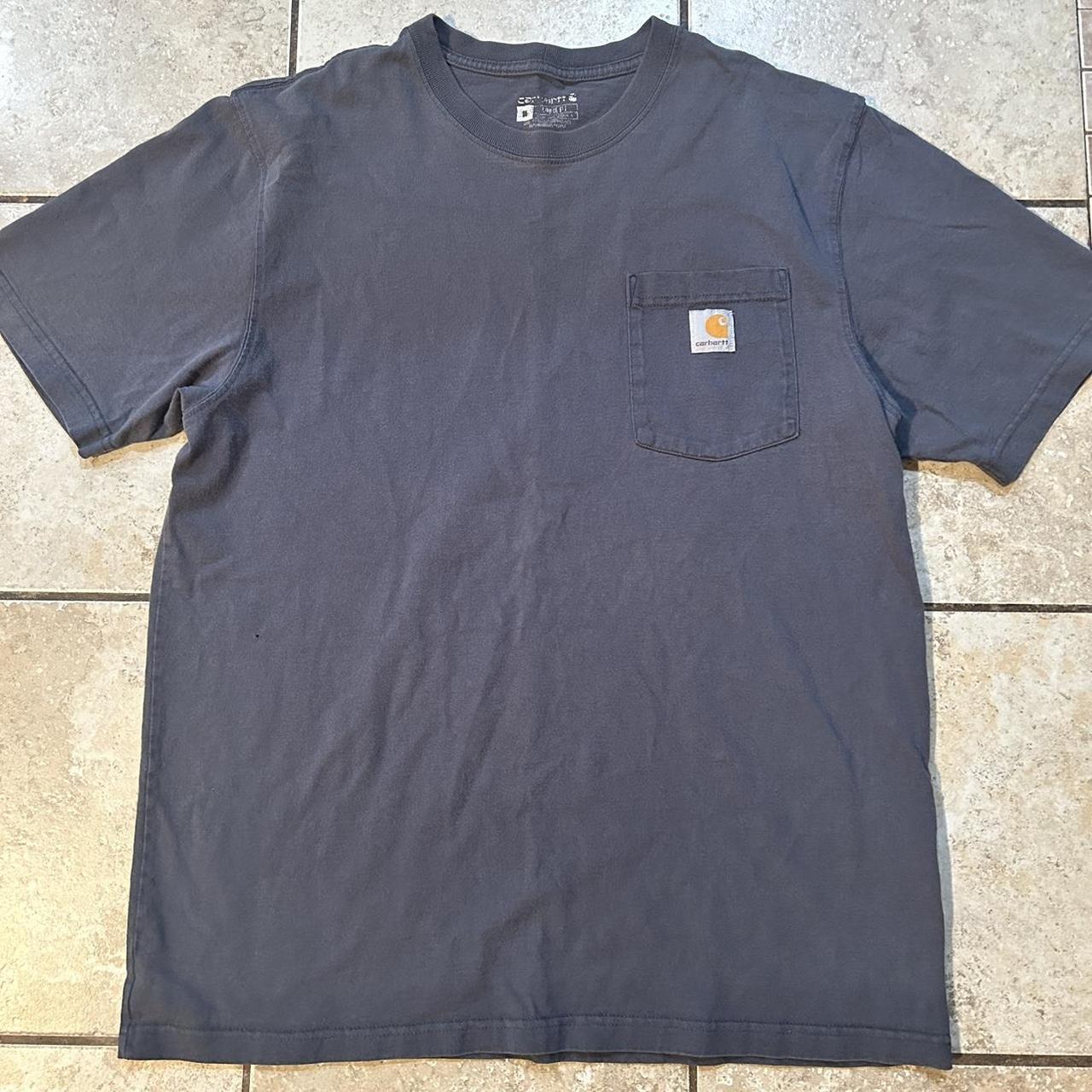 Carhartt Grey/Blue Tshirt Baggy/Loose fit fits size... - Depop