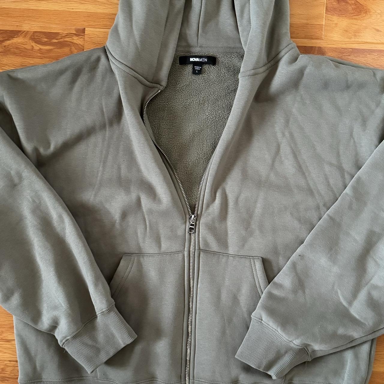 Olive zip up jacket NovaMen - Depop