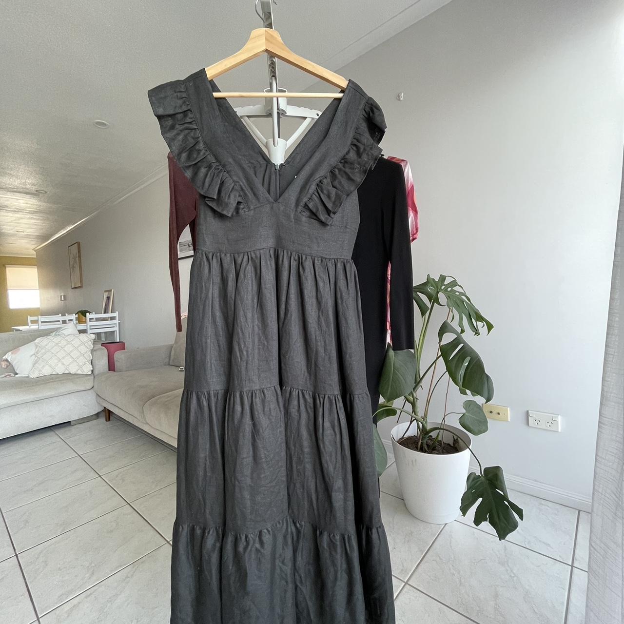 Aere black linen dress Worn once, dry cleaned Bought... - Depop