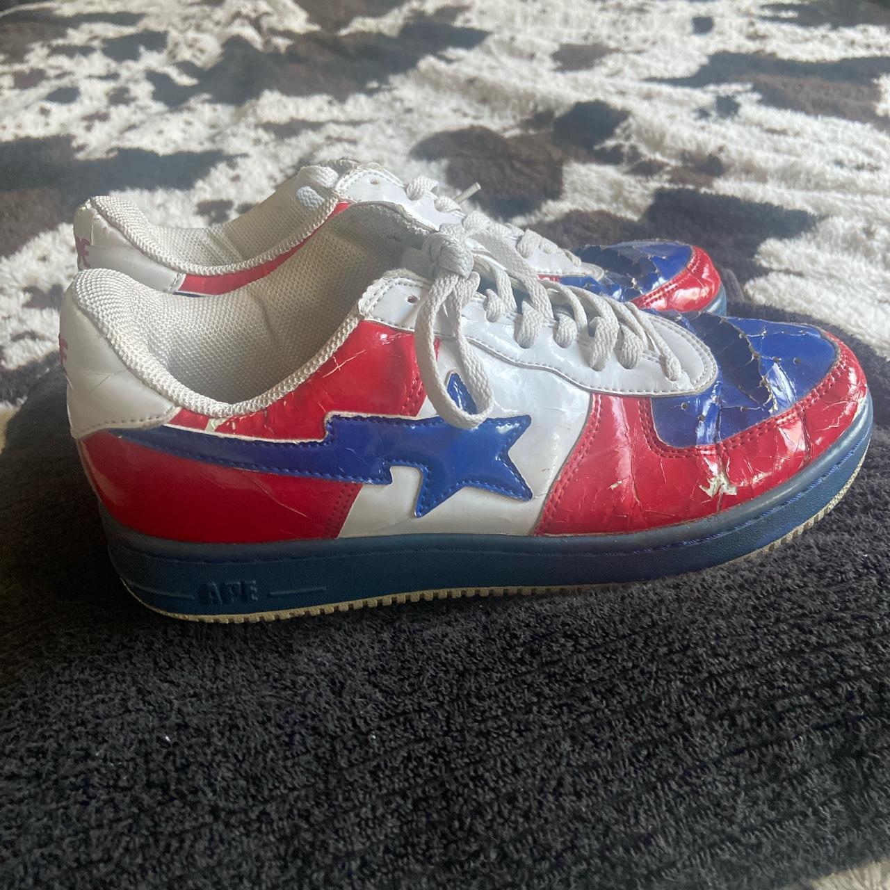 BAPE Men's Red and Blue Trainers | Depop