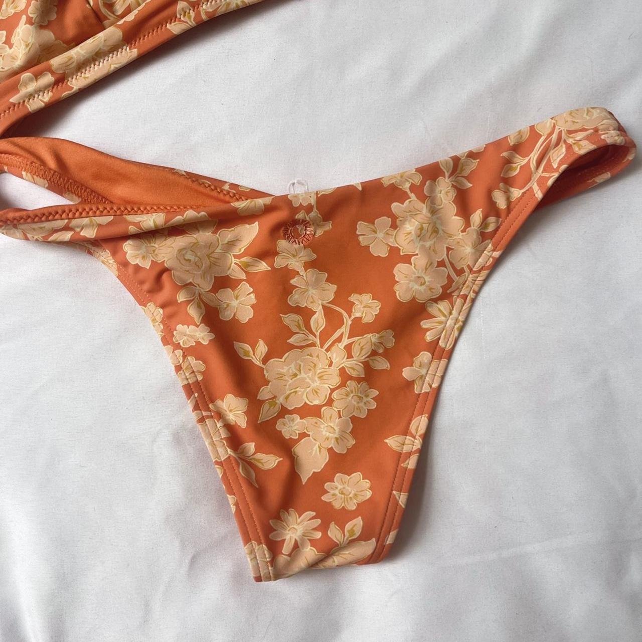 Rhythm orange floral bikini (size xs) fits like a s... - Depop