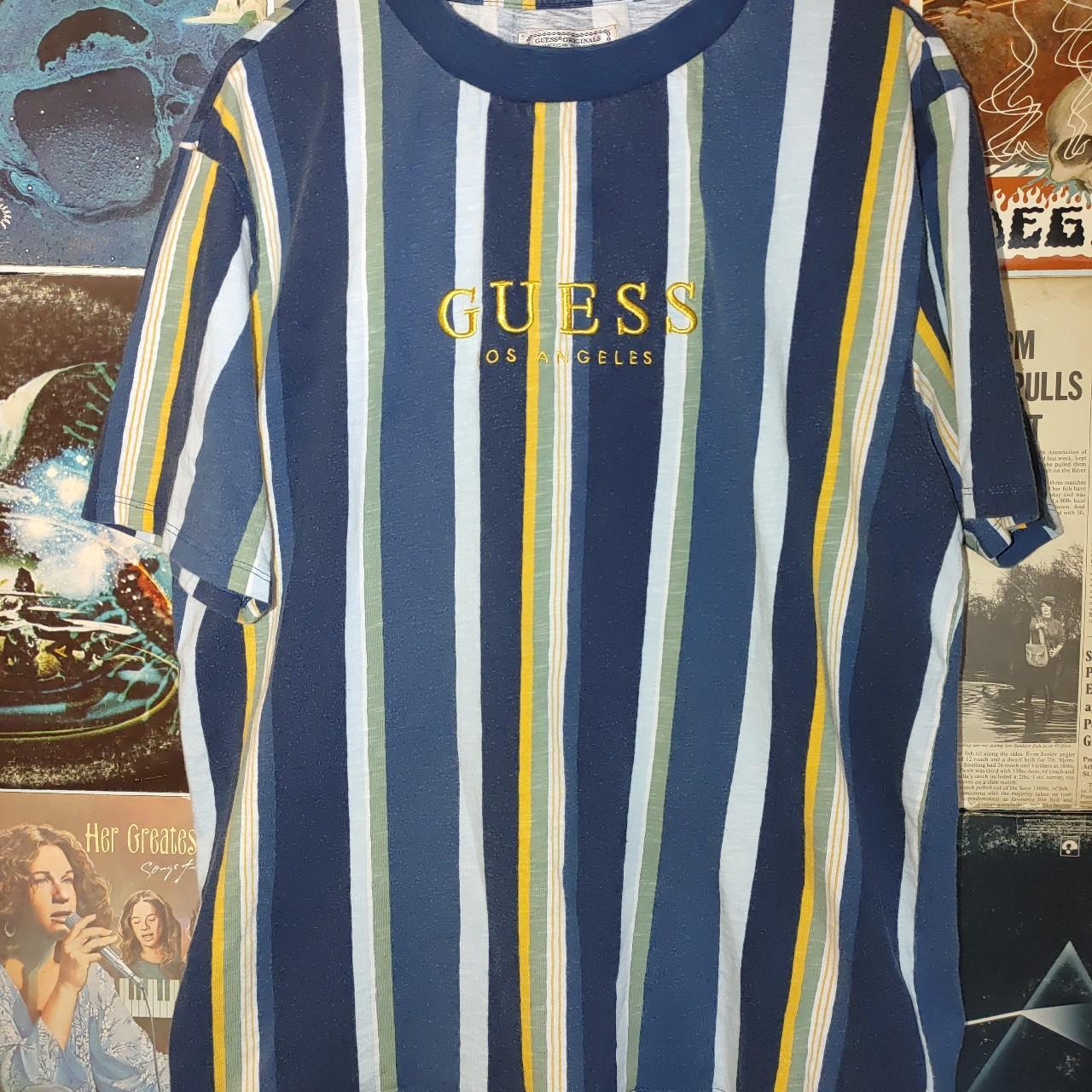 Guess yellow and blue striped clearance shirt