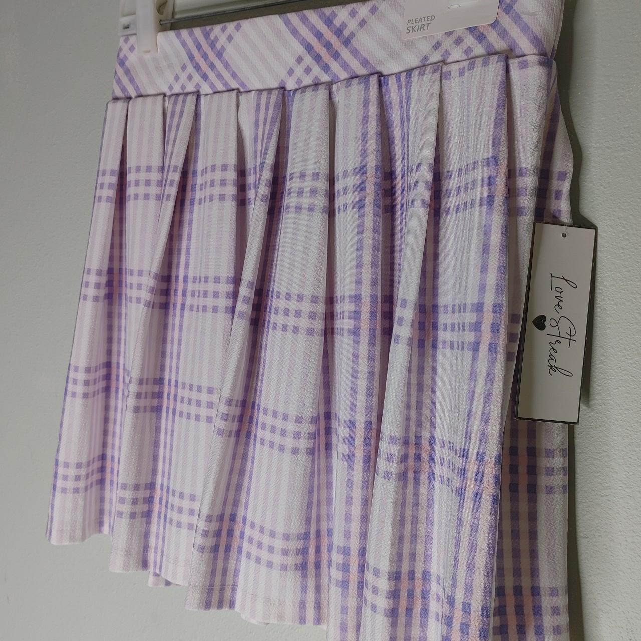 Purple Pleated Plaid Mini Skirt Vintage NWT Love Streak #pleated