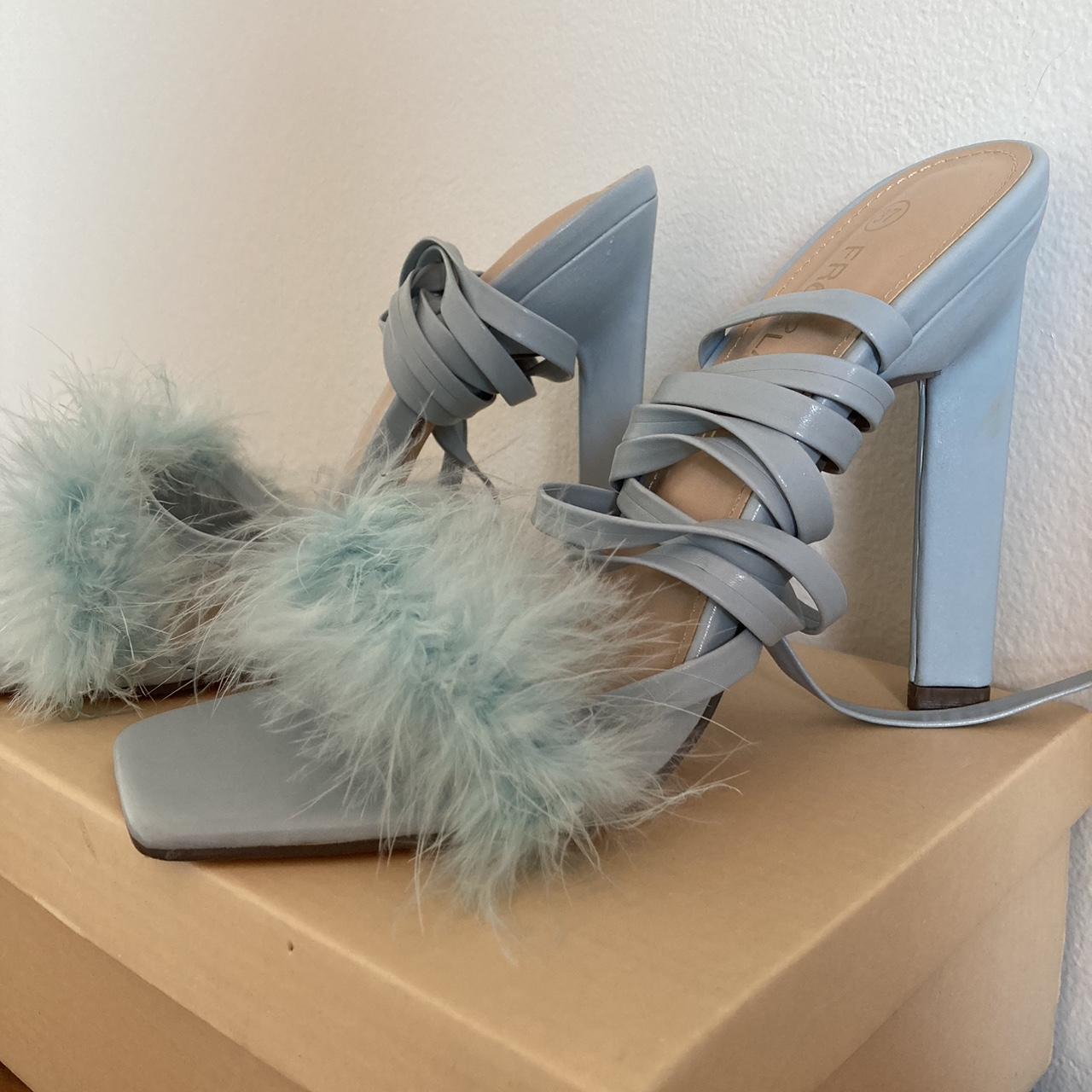 Freelance size 37 blue fluffy heels, worn once. Depop