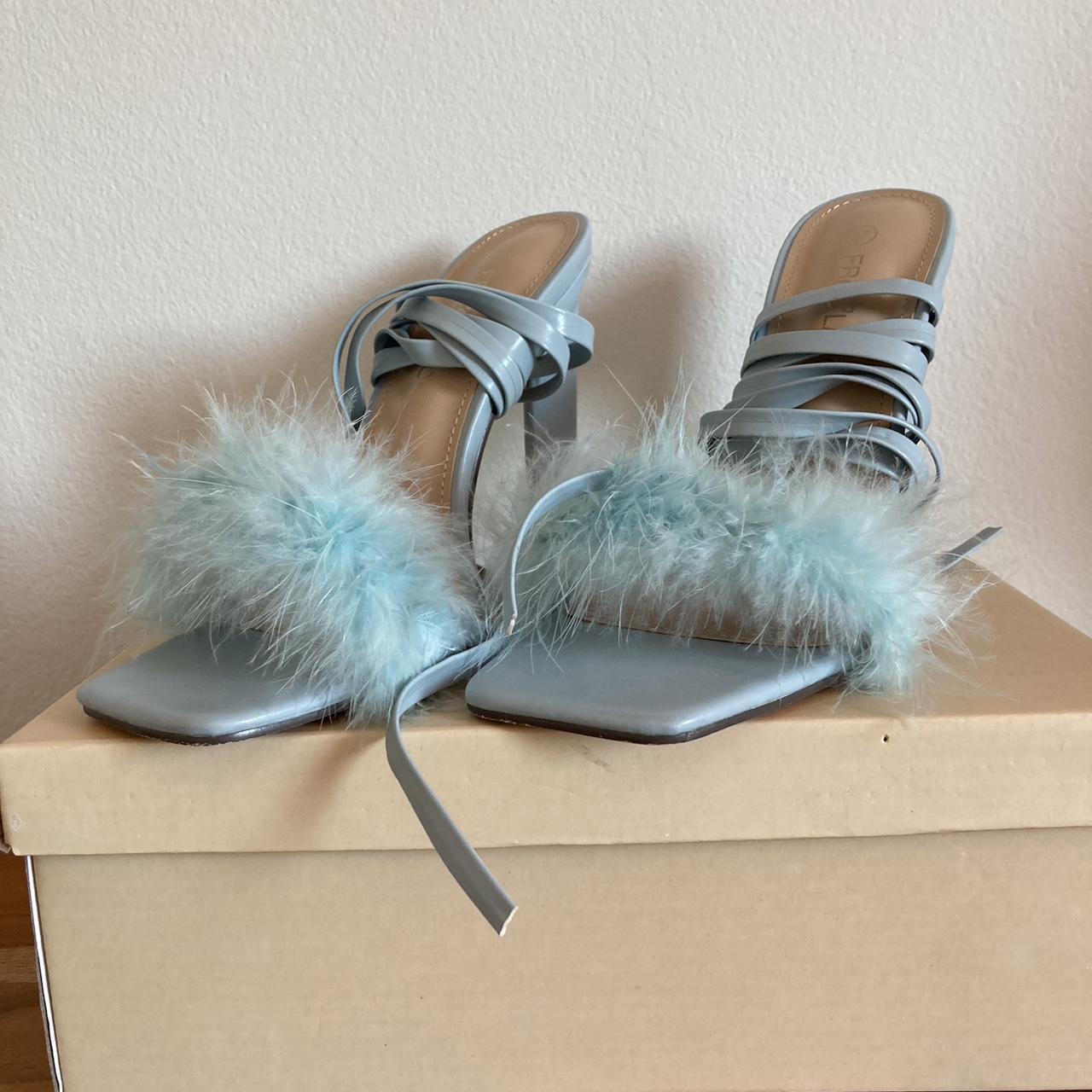 Freelance size 37 blue fluffy heels, worn once. Depop