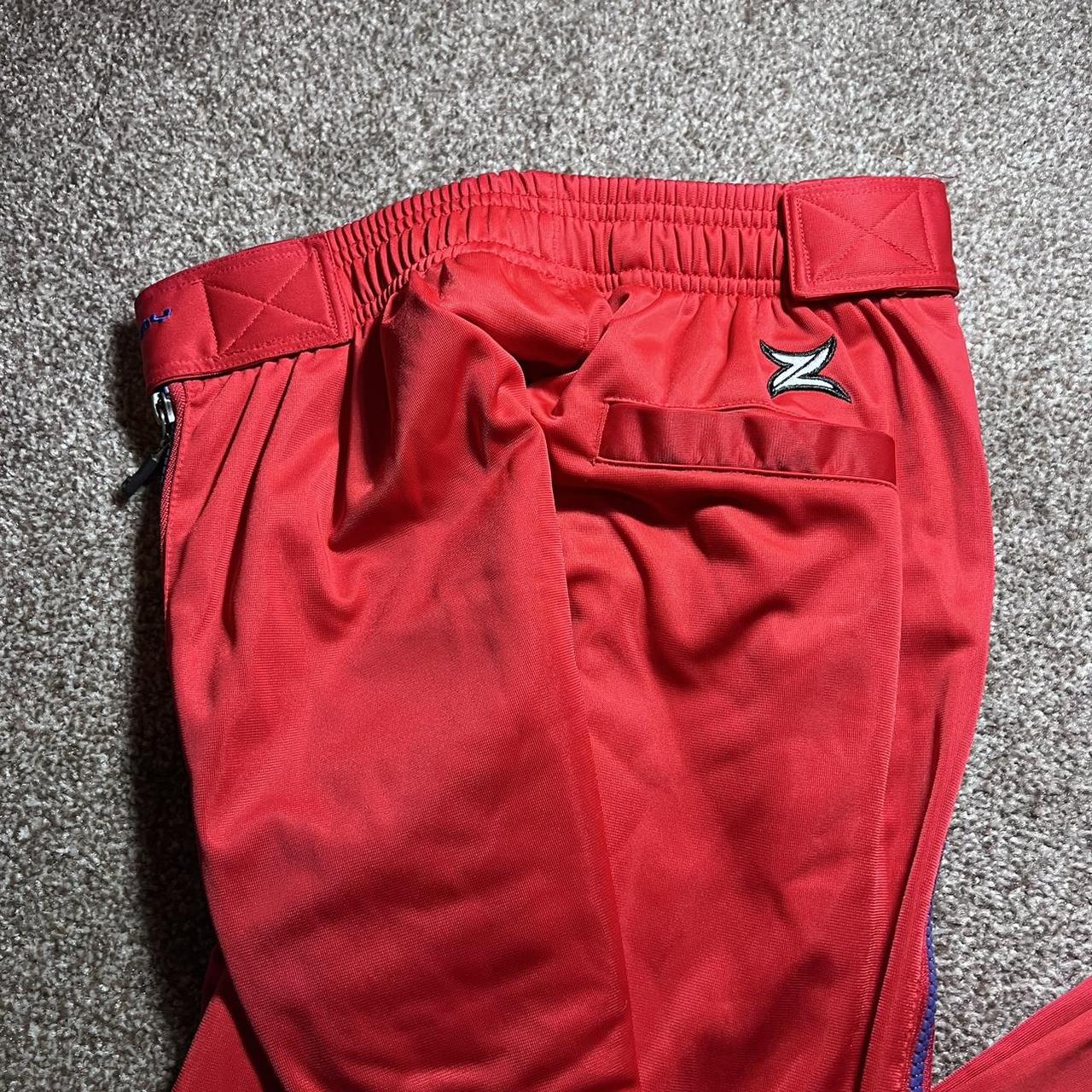 NBA Red Striped Zip-Up Warmup Pants, Fits Men's - Depop