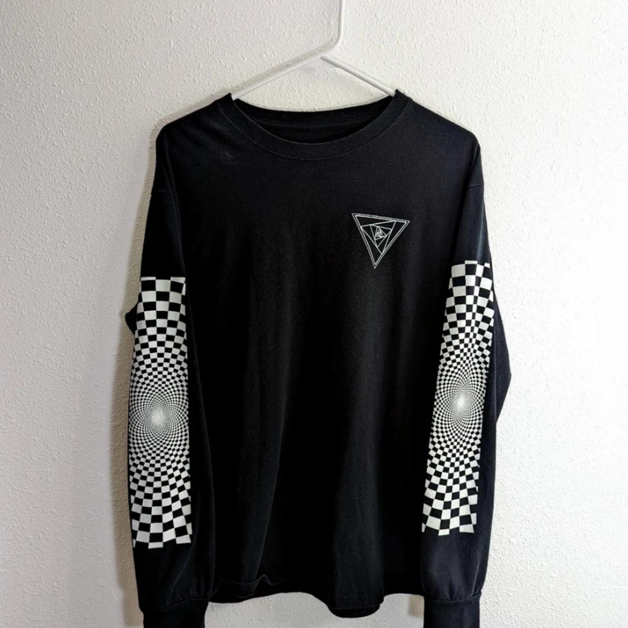 Checkered Black Long Sleeve Shirt - Depop