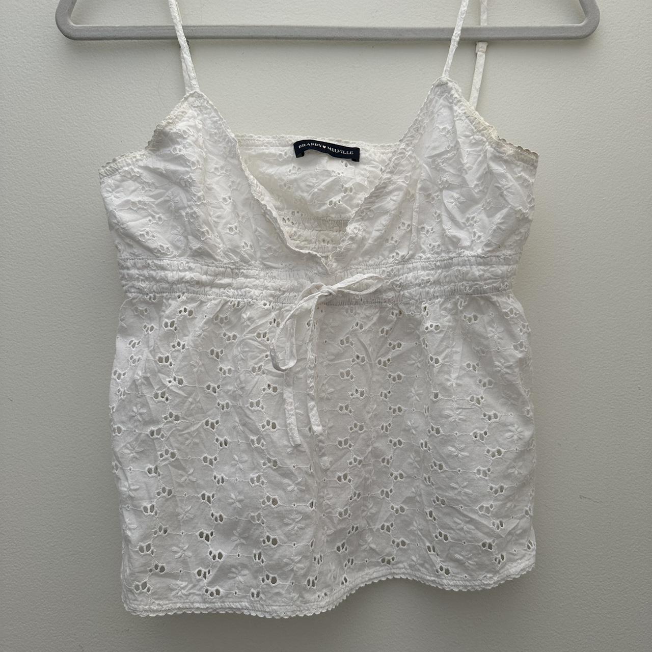 Brandy Melville white top Slight worn in under... - Depop