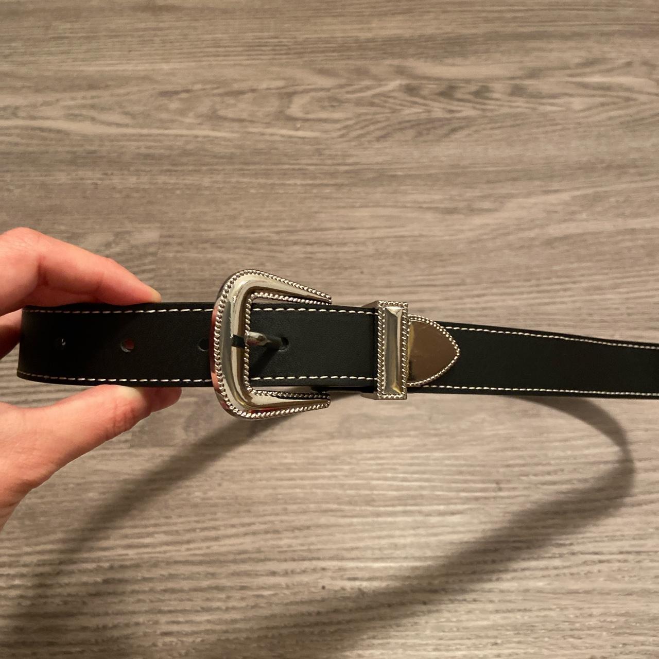 Black belt with silver clasp. Size XS. - Depop