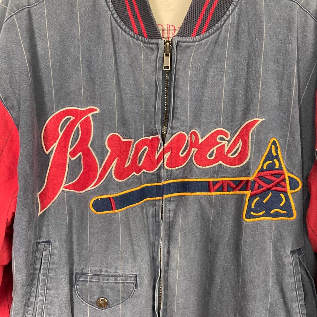 Vintage Starter Atlanta Braves Satin Jacket Men's - Depop