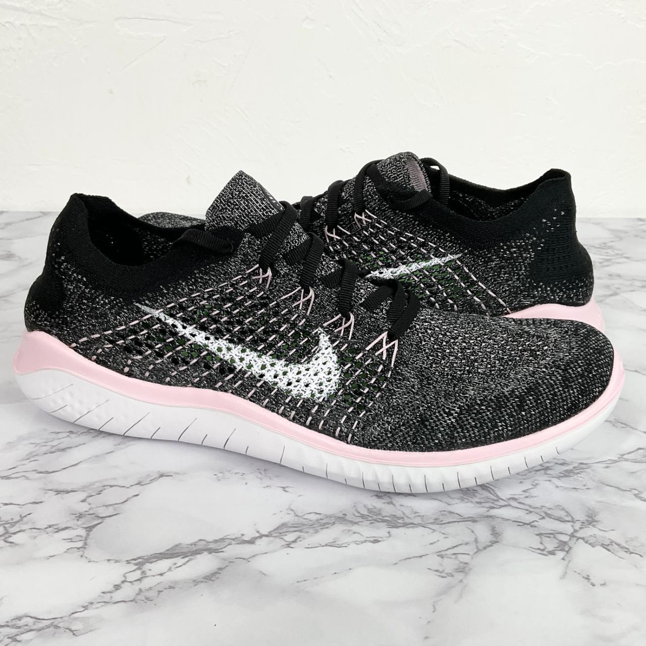 Nike Free RN Flyknit Black Pink Foam 11W 9.5M Depop