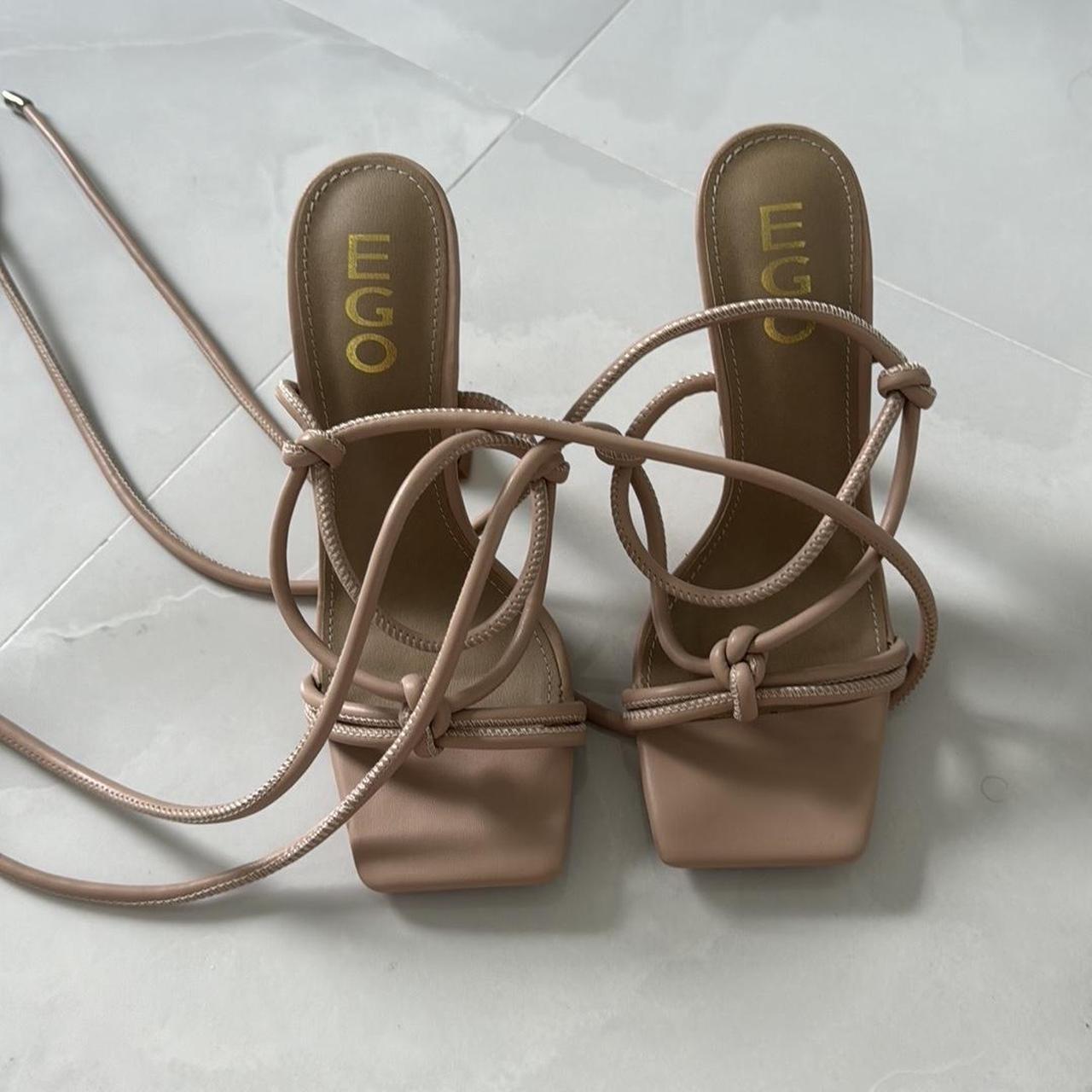 Nude tie up heels size UK 5 - Depop