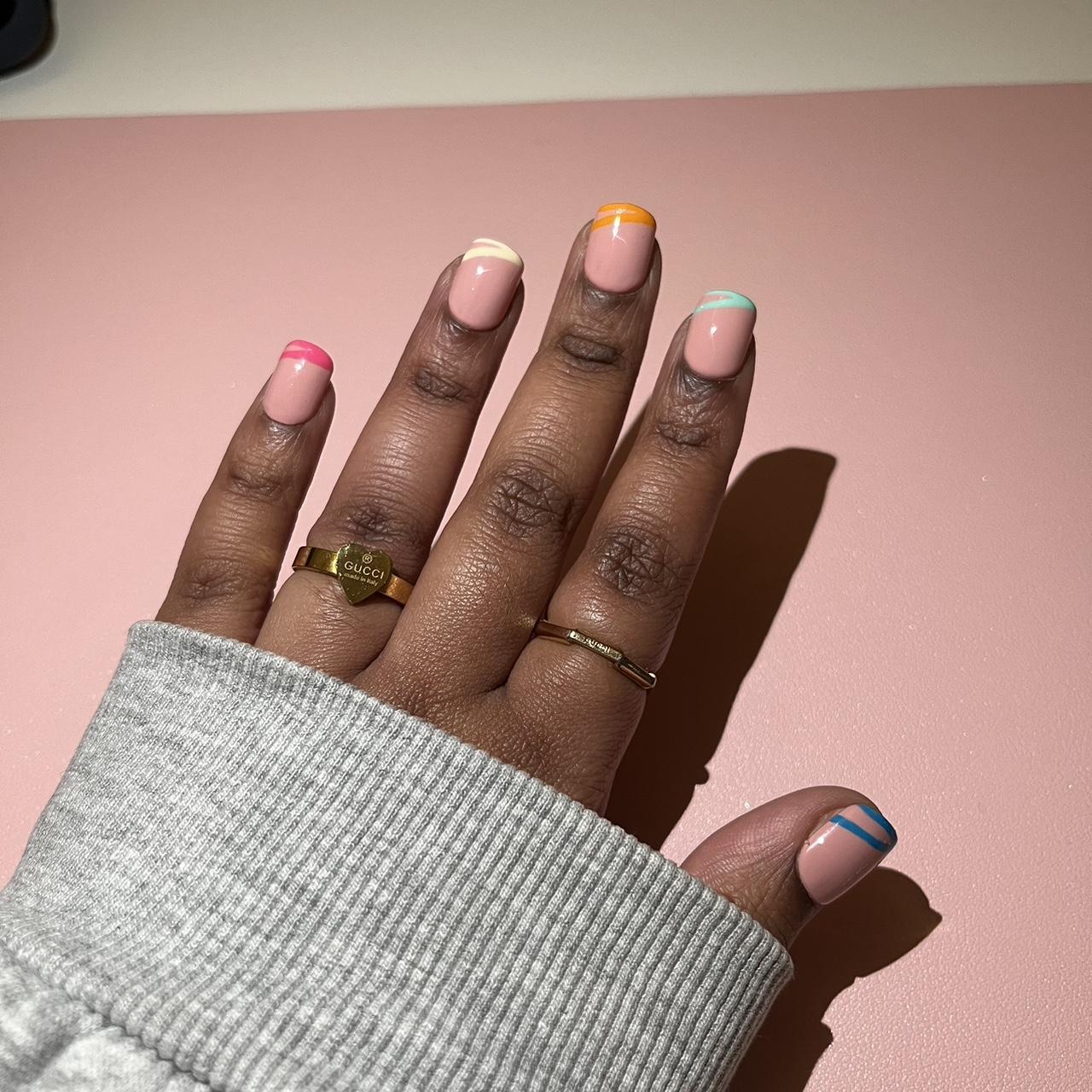 🌈 short length square french press on nails 📏