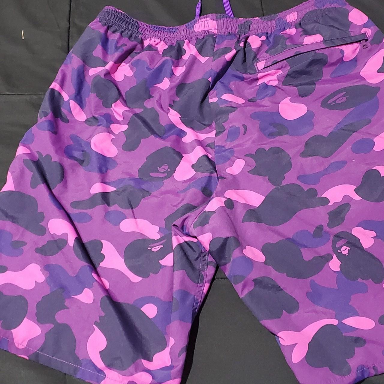 BAPE Bape purple camp shark Beach shorts BAPE... - Depop