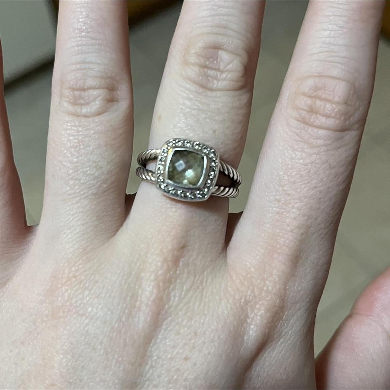 David Yurman Petite Albion ring with Prasiolite and hotsell Pavé Diamonds