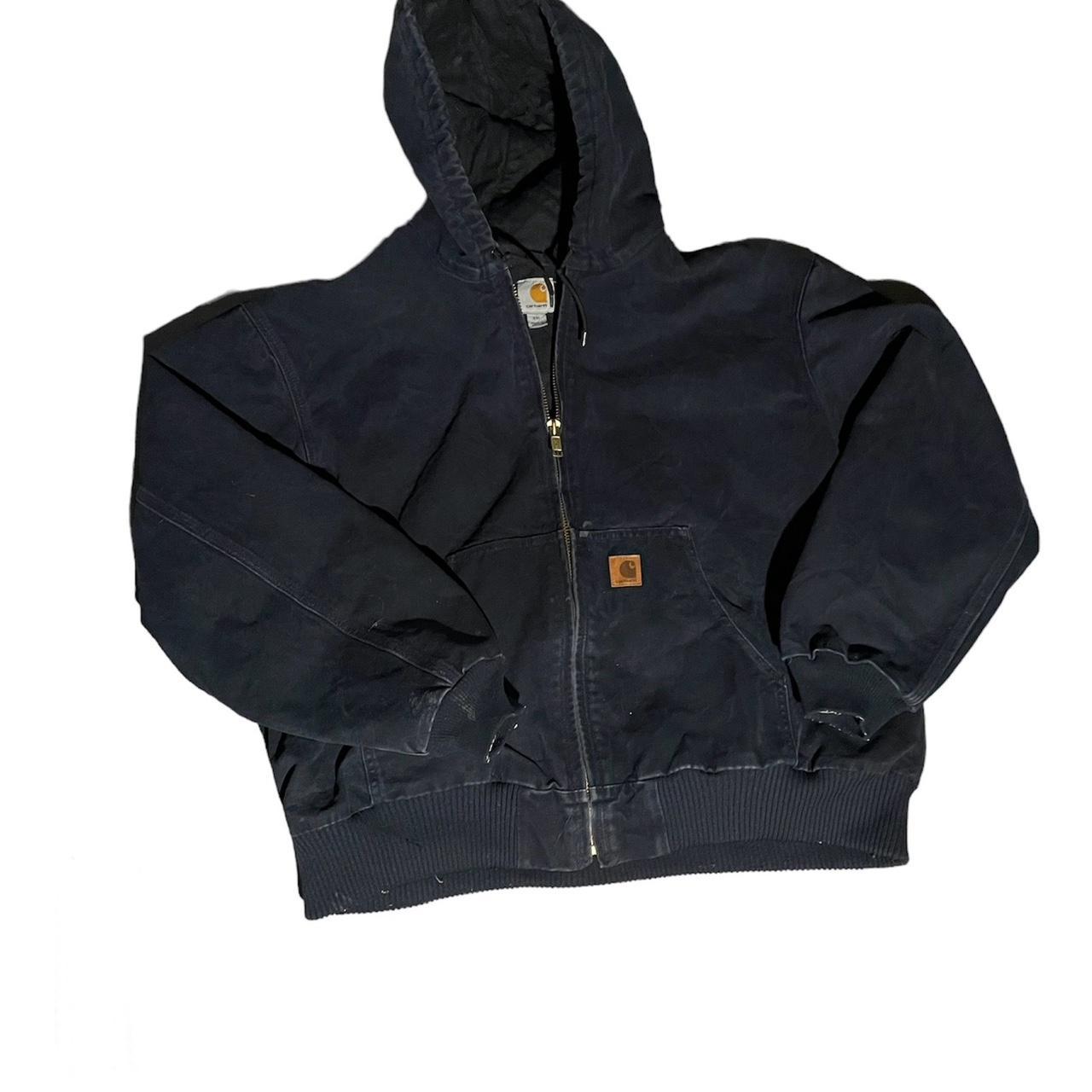 Carhartt Vintage Jacket Size Navy Blue Men's Hooded... - Depop