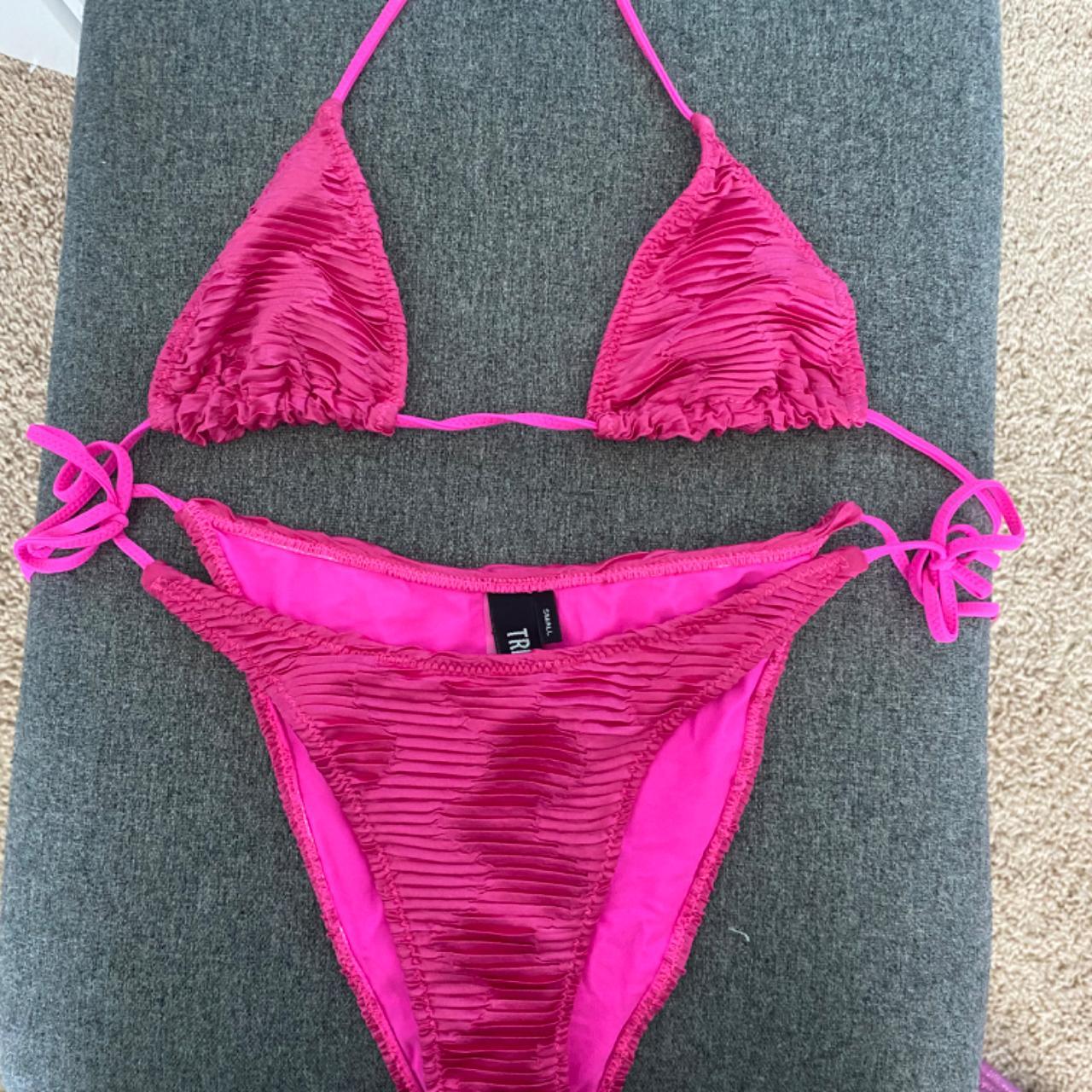 pink sparkle triangl bikini bottoms small top xsmall - Depop