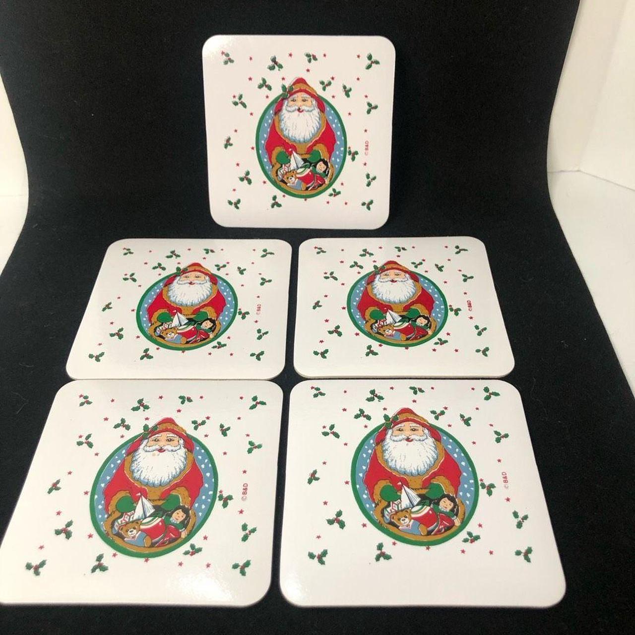 Vintage B&D Square Santa Christmas White With Holly... - Depop