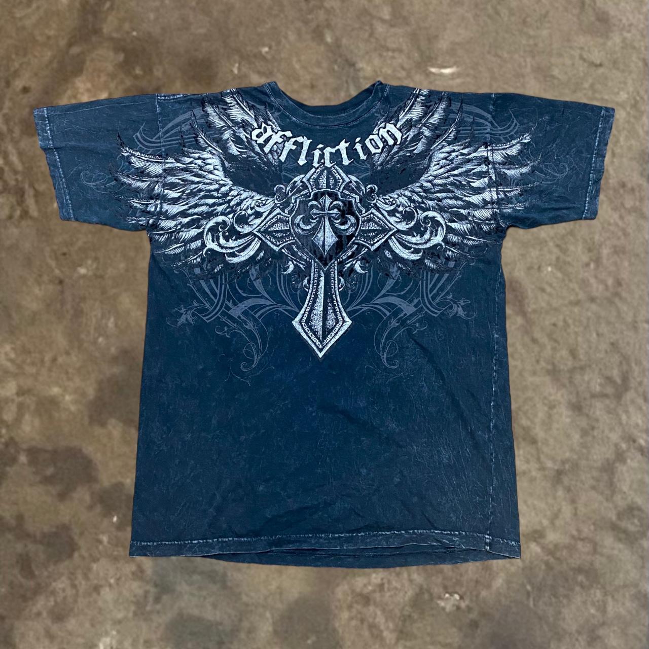 Y2K 2000s Affliction Live Fast Wings And Cross... - Depop