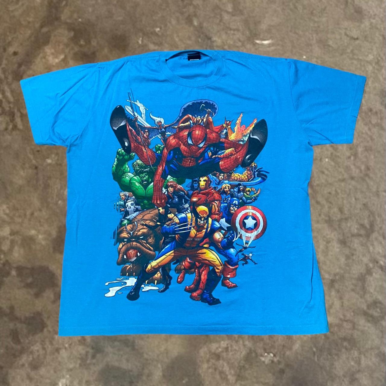 Vintage Early 2000s Marvel Superheros AOP... - Depop