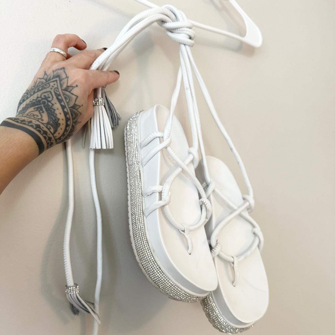 Schutz Women's White and Silver Sandals (3)