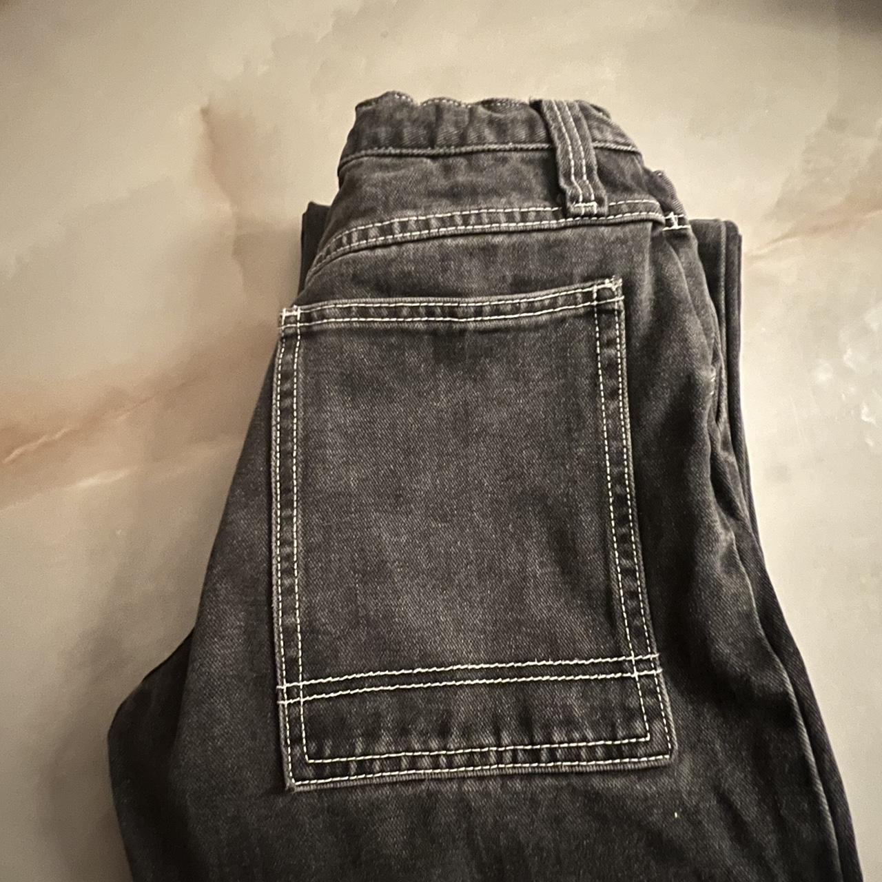 Faded black baggy jeans, slightly flared, back... - Depop