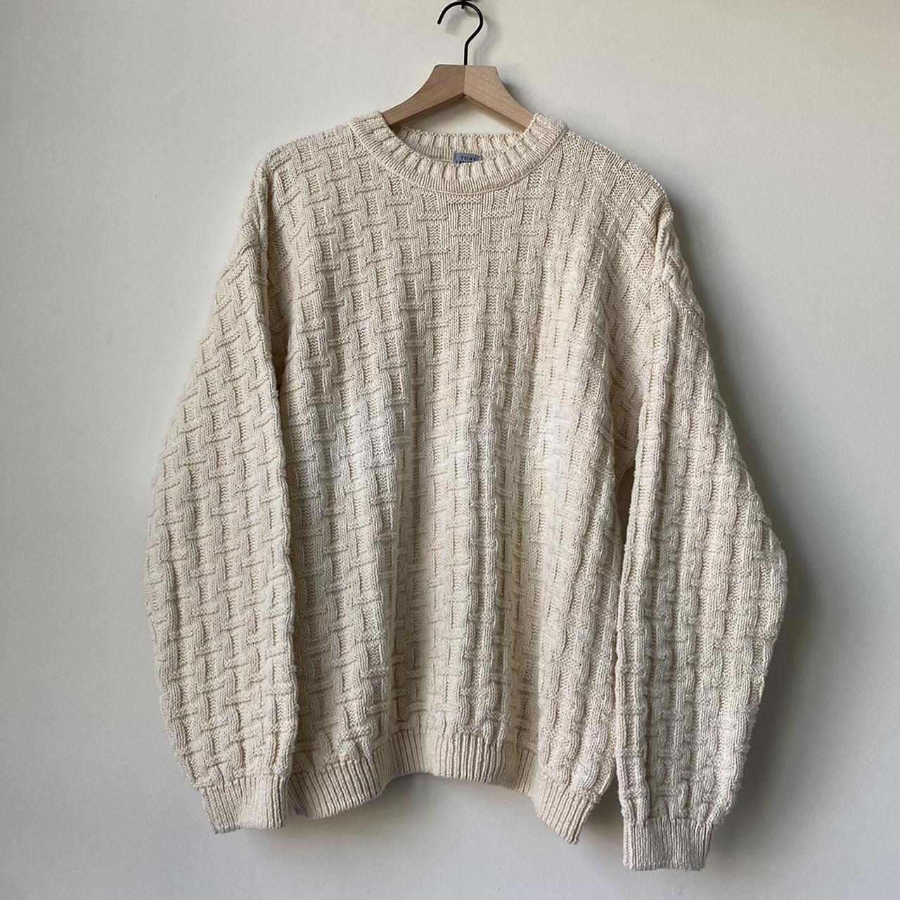 Vintage Cream Knitted Pattern Sweater 🧶 Tony Depop
