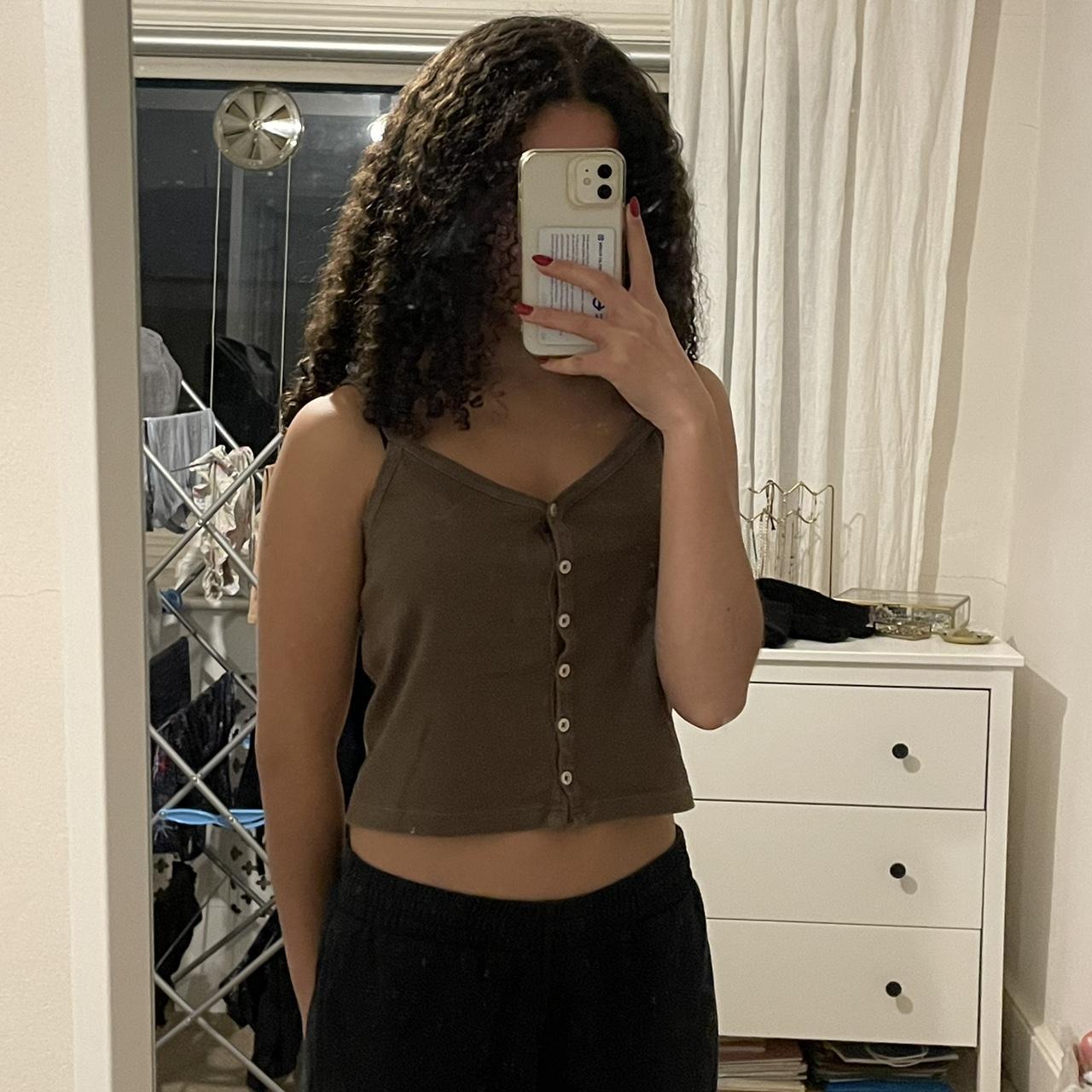Brandy Melville brown button tank Hardly... Depop