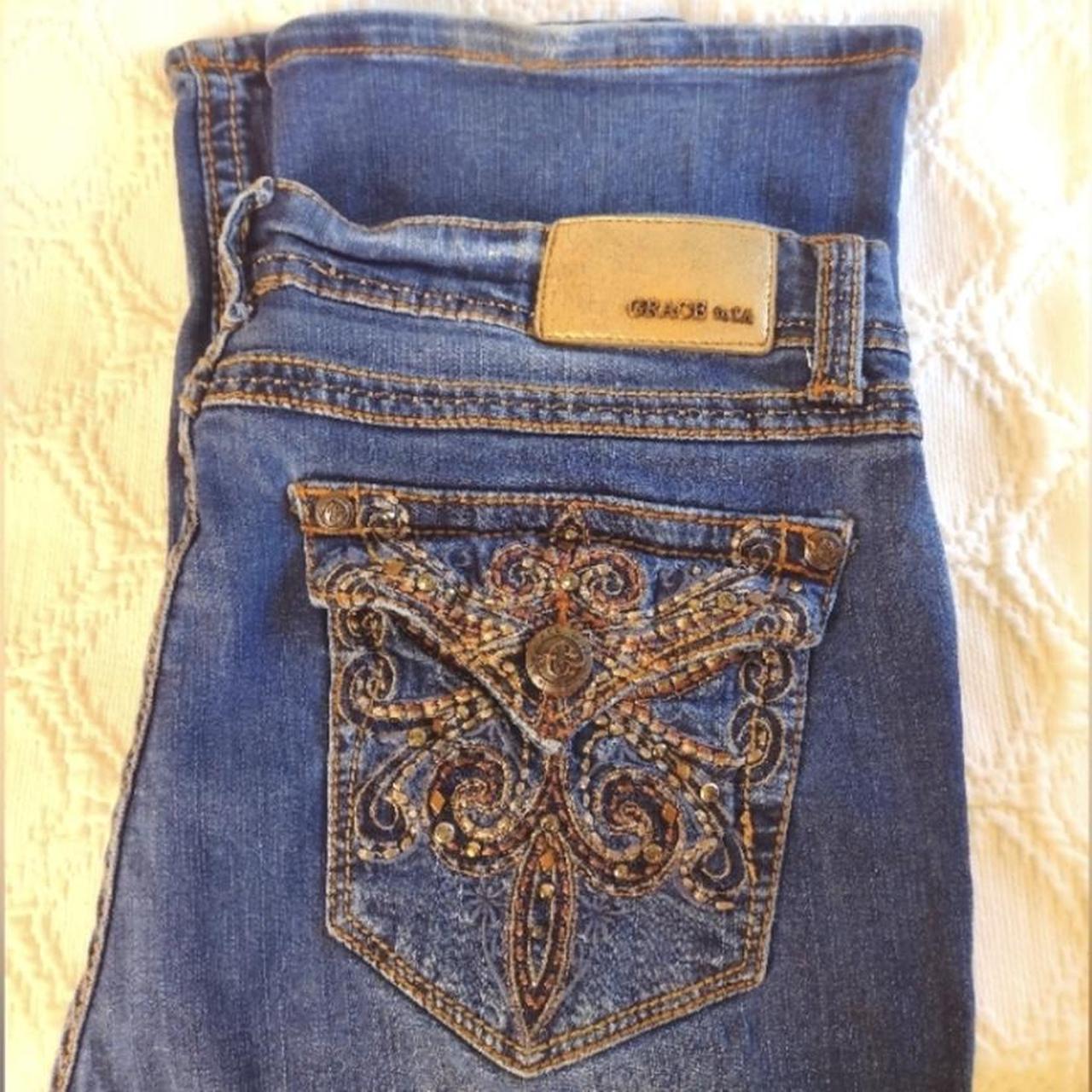 Grace in LA Easy Fit Jeans Size 32 - embellished... - Depop