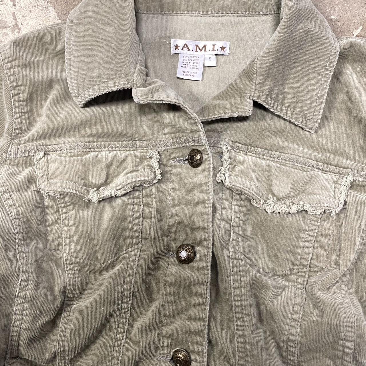 Vintage sage green corduroy button up jacket ... - Depop