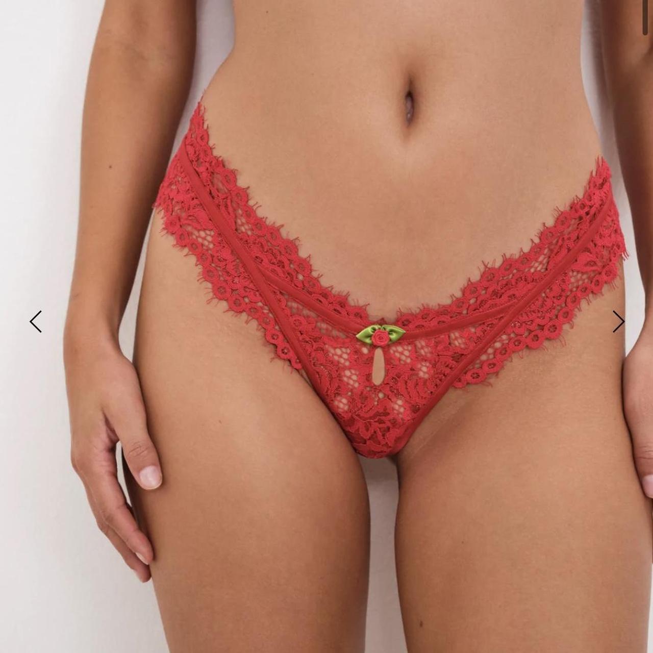 Small red ribbed thong g-string panties Perfect - Depop