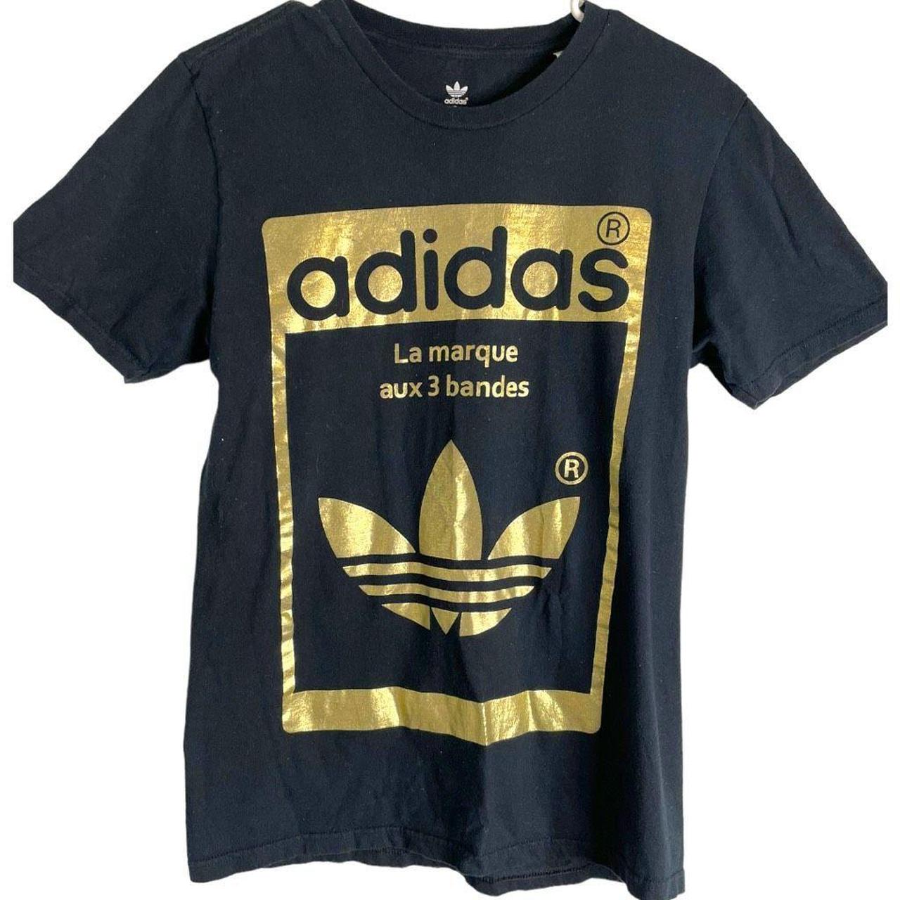 lenen een experiment doen prioriteit Adidas Men's Black and Gold T-shirt | Depop