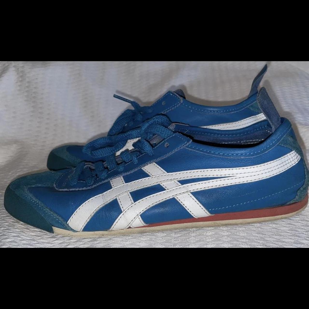 ASICS Men's Blue and White Trainers | Depop