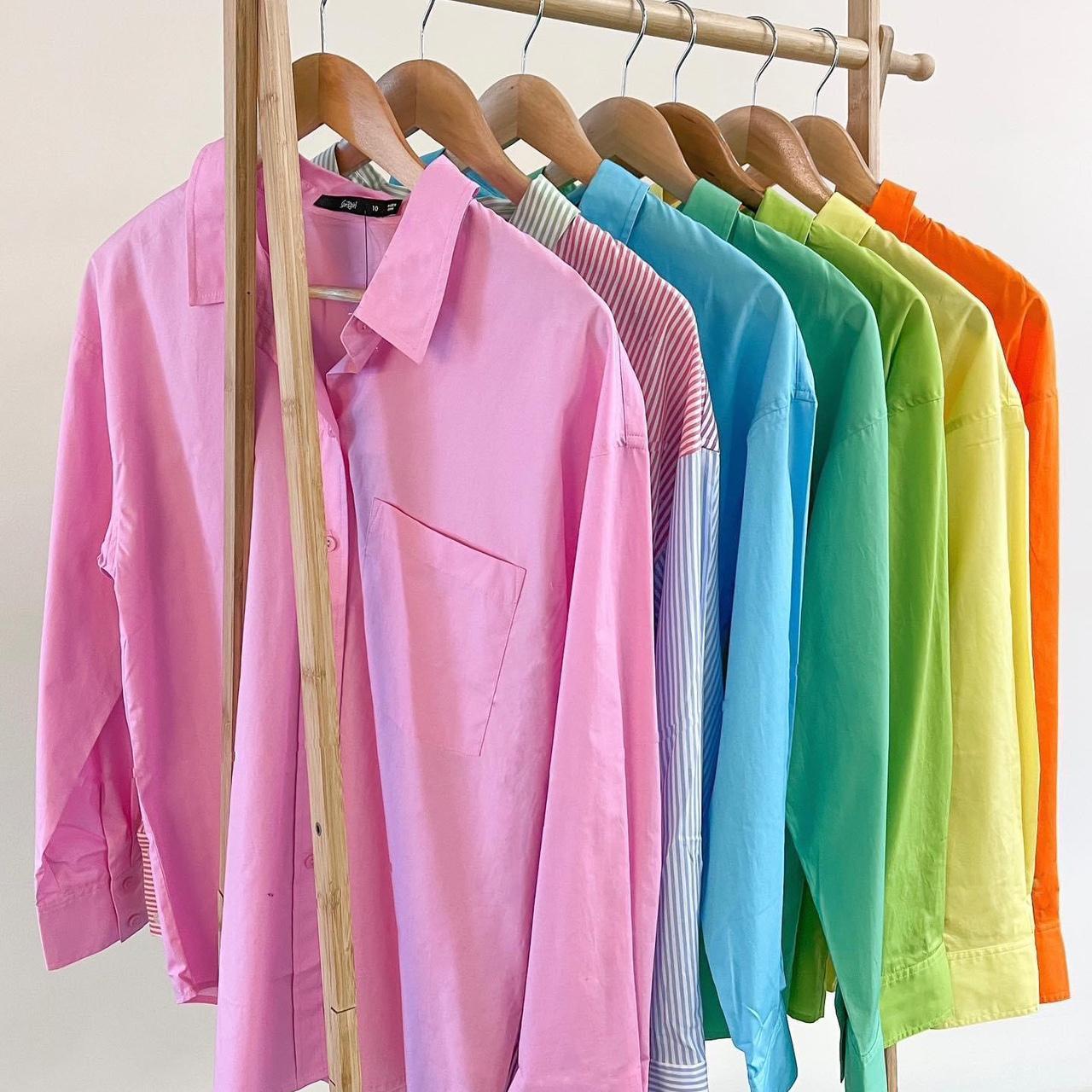 Sportsgirl Ally cotton button down shirt in pink... Depop