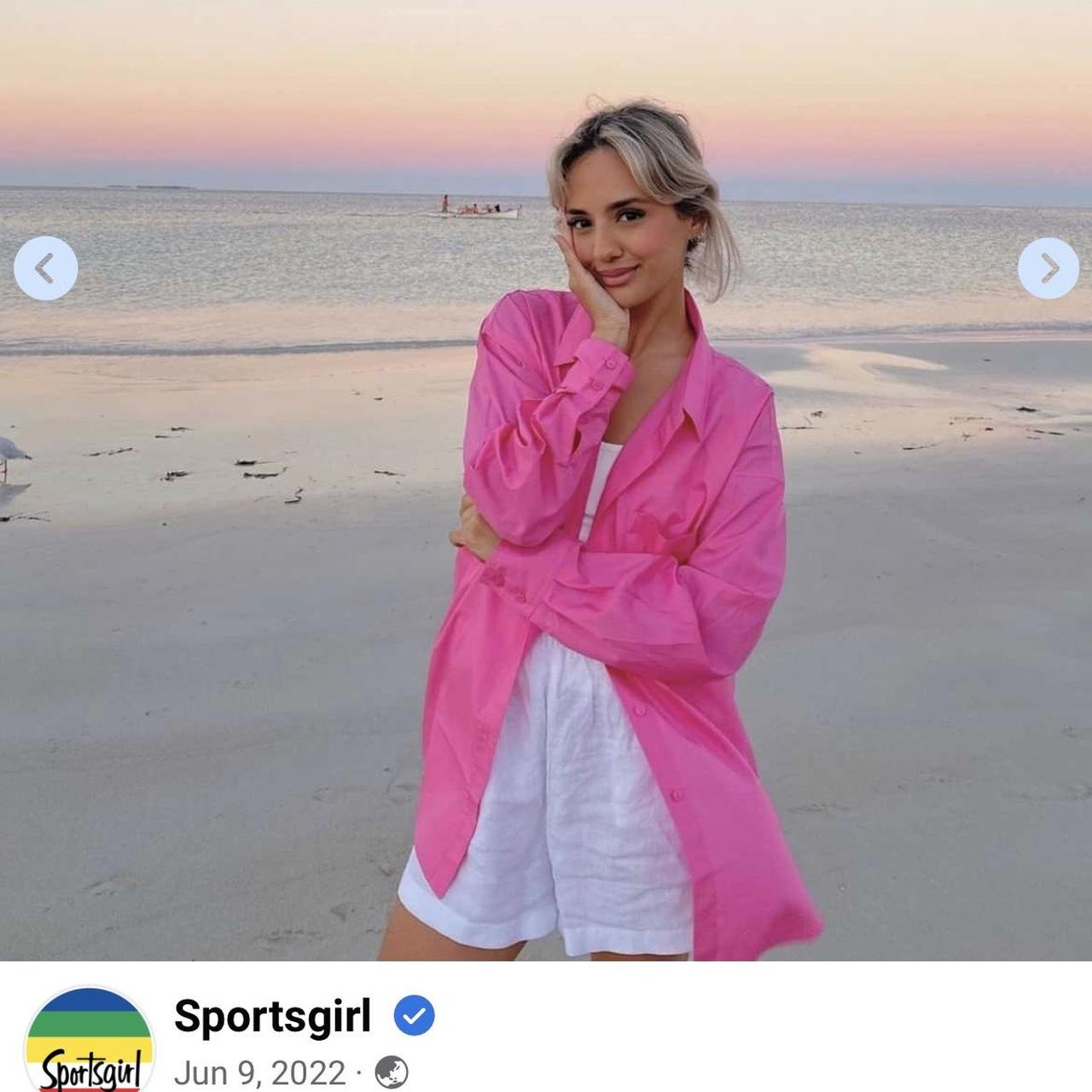 Sportsgirl Ally cotton button down shirt in pink... Depop