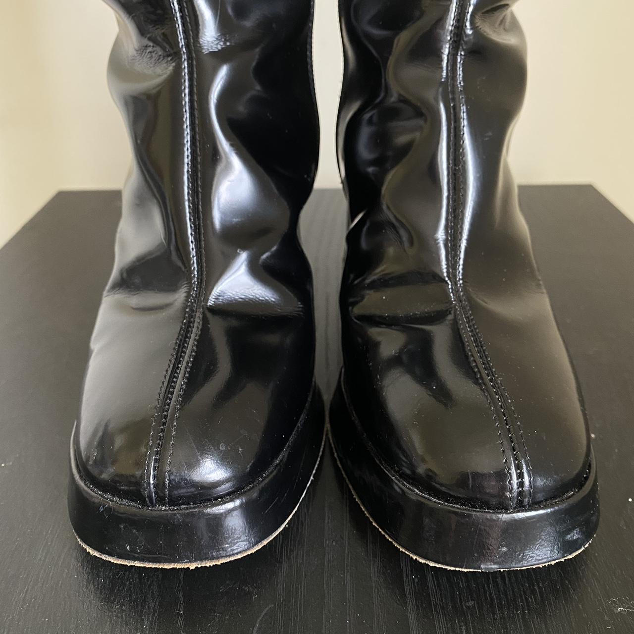 MIISTA black patent leather knee high boots The... - Depop