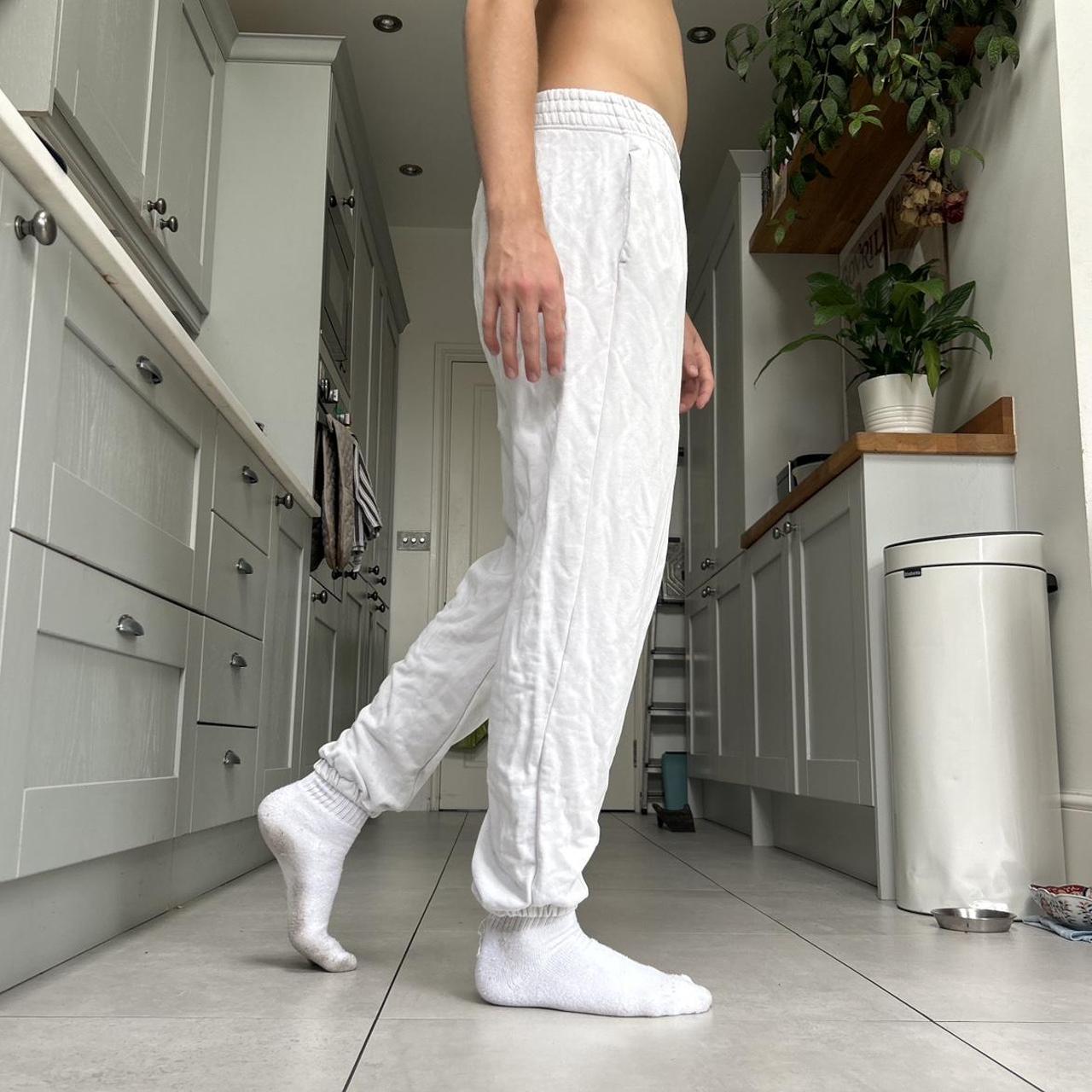 White Nike Joggers with adjustable drawstring... Depop