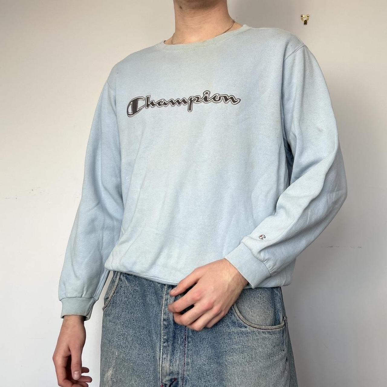 Baby Blue Champion Sweatshirt Great Condition Depop